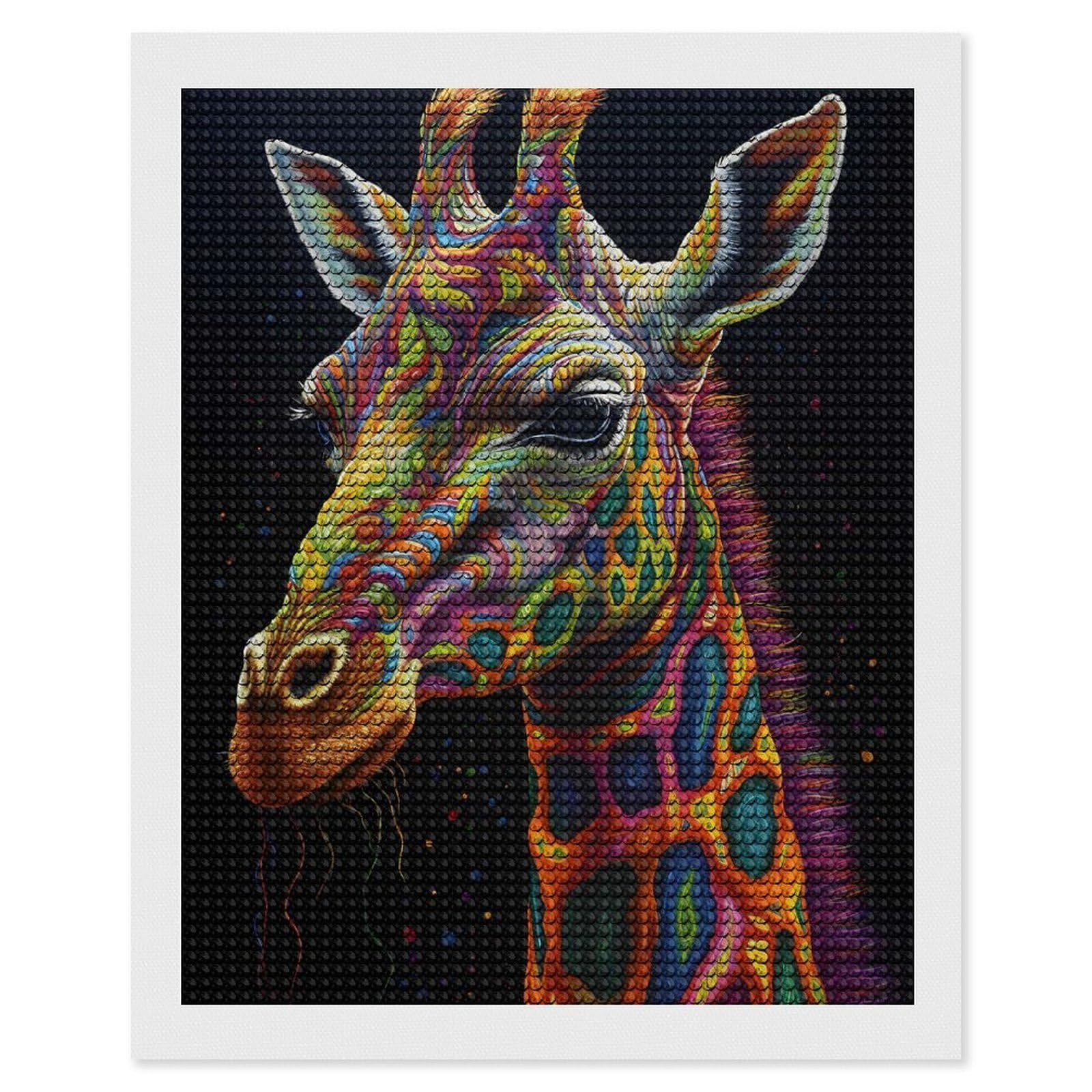 Junmoney Giraffe in Colorful Art Diamond Painting Kit 16"x20", Thoughtful Handmade Gift, for Creative Relaxation, Printed Canvas, Cosy Home Accent