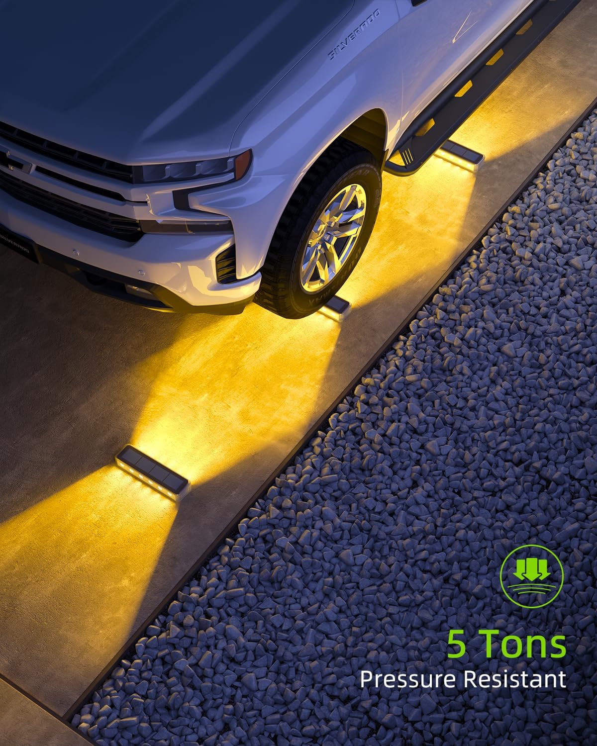 DetarZinLED Solar Step Lights for Outside 4 Pack, 12 LEDs 2-Sided Illumination Solar Stair Lights Outdoor IP68 Waterproof,Auto On/Off Deck Lights Solar Powered for Patio,Yard,Path,Walkway (Warm White)