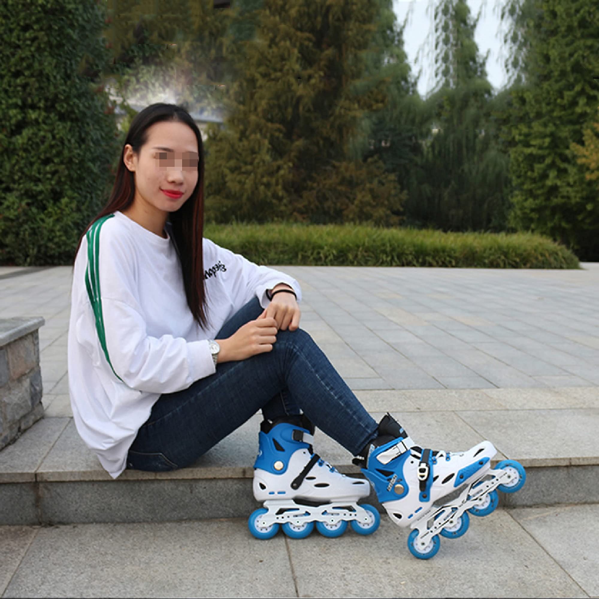 Patins à roues alignées pour filles et garçons, patins à roulettes avec sport et loisirs, patines pour enfants et adultes, hommes et femmes (couleur : blanc, taille : EU 42/US 9/UK 8/JP 26 cm)