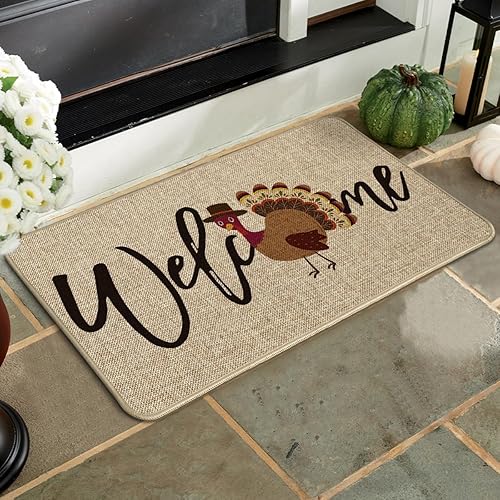 Miniatura 4 de Artoid Mode Felpudo de bienvenida de pavo y Acción de Gracias, decoración del hogar de bajo perfil, tapete para puerta de interior y exterior, 17 x
