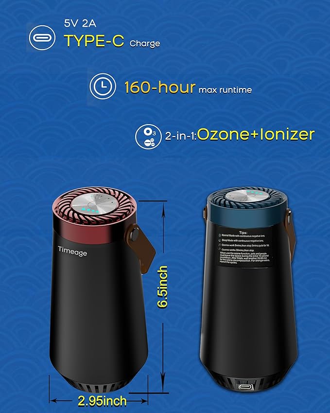 Generador de Ozono para Auto, 2 en 1 Ionizador de Aire y Máquina de Ozono miniatura 8