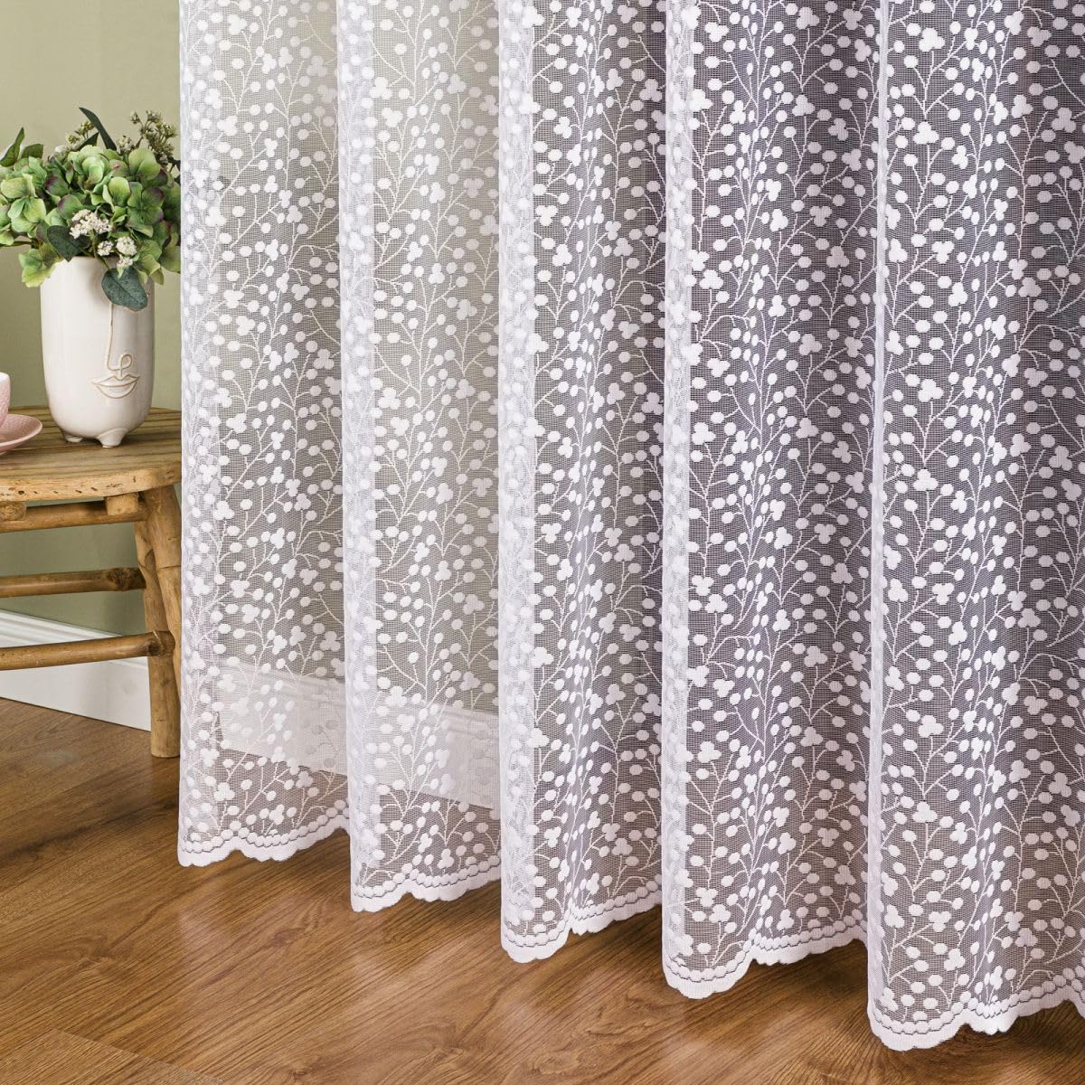 Weiß 600x160 cm (BxH) Fertiggardine Melania Wohnzimmer Gardine Mit Kräuselband 1:2 Lange Kurze Fertig Genäht Aufhängbereit