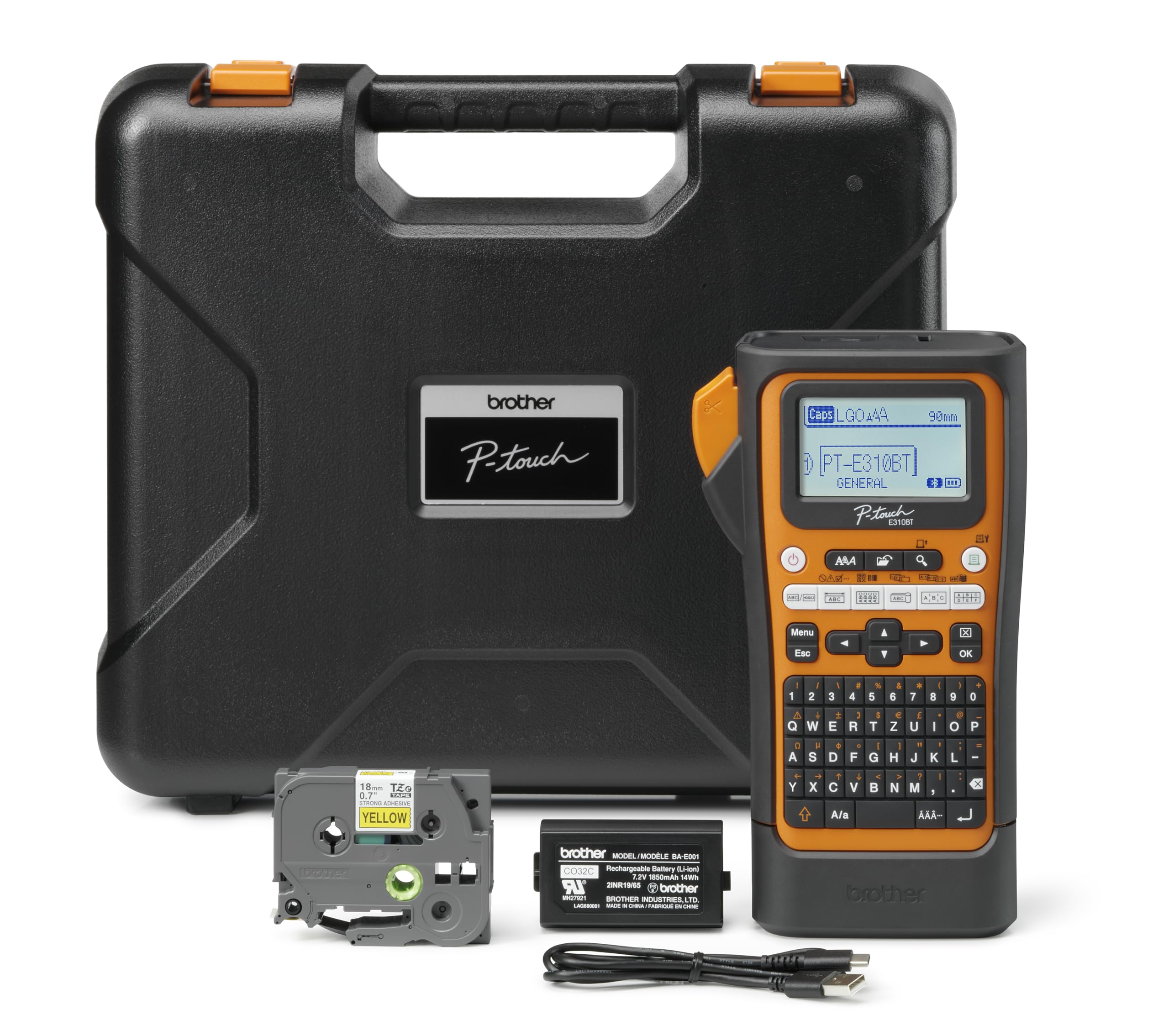 Brother PT-E310BTVP Etikettendrucker, Wärmeübertragung, 180 x 180 DPI, 20 mm/Sek, mit Kabel & kabellos, HSE/TZE Bluetooth AZERTY