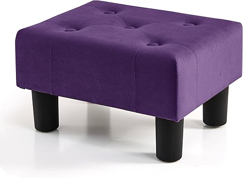 Miniatura 42 de BRIAN & DANY Taburete pequeño para pies, taburetes de cuero para pies con patas, taburete pequeño estable para sala de estar, marrón marrón,