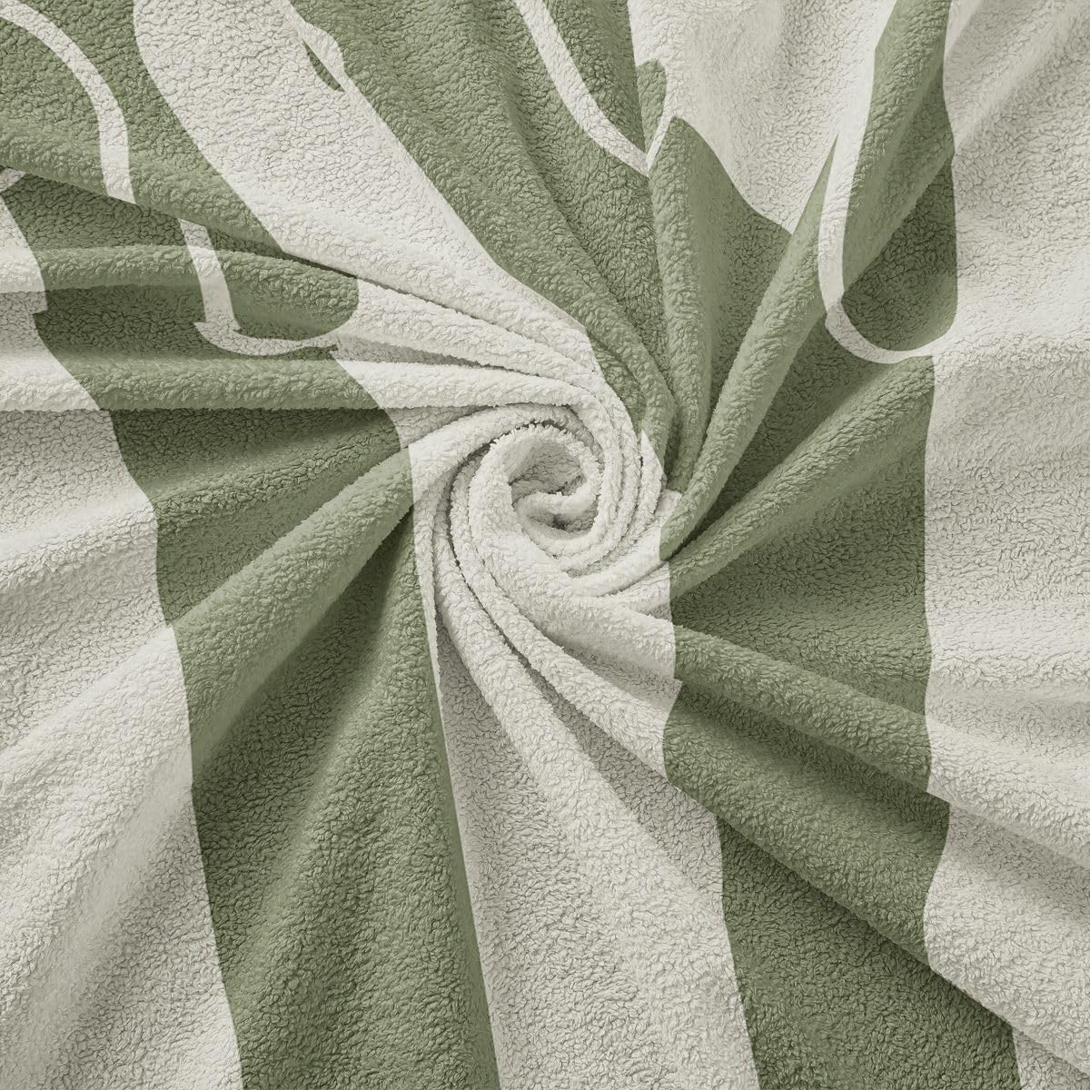 Homewish Housse de Canapé 180 x 300 cm Rayé Vert Sauge