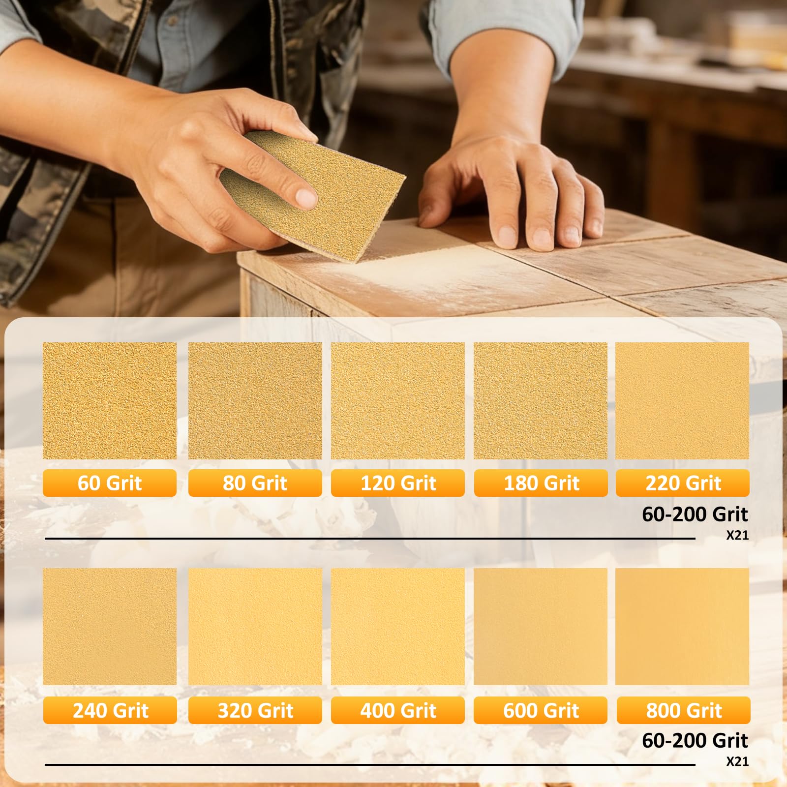 STEBRUAM Papel de Lija Grano 400 Húmedo y en Sec Lijas para Acabado de Coches,Metal,Madera,Pintura(21 hojas)