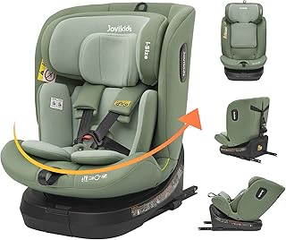 Jovikids ISOFIX Car Seat 360° for 40-150cm Baby Children, Rotating Car Seat for Newborn 0-12 Years, ECE R129/E4, Fixations ISOFIX, Top Tether - Green