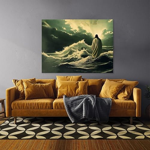 Vista 13 de Sense Canvas Jesús 1 - Lienzo decorativo para decoración del hogar, póster de pared XL, 48 x 36 / 1.5 pulgadas Jesús 1,Jesús 17,Jesús 18,Jesús