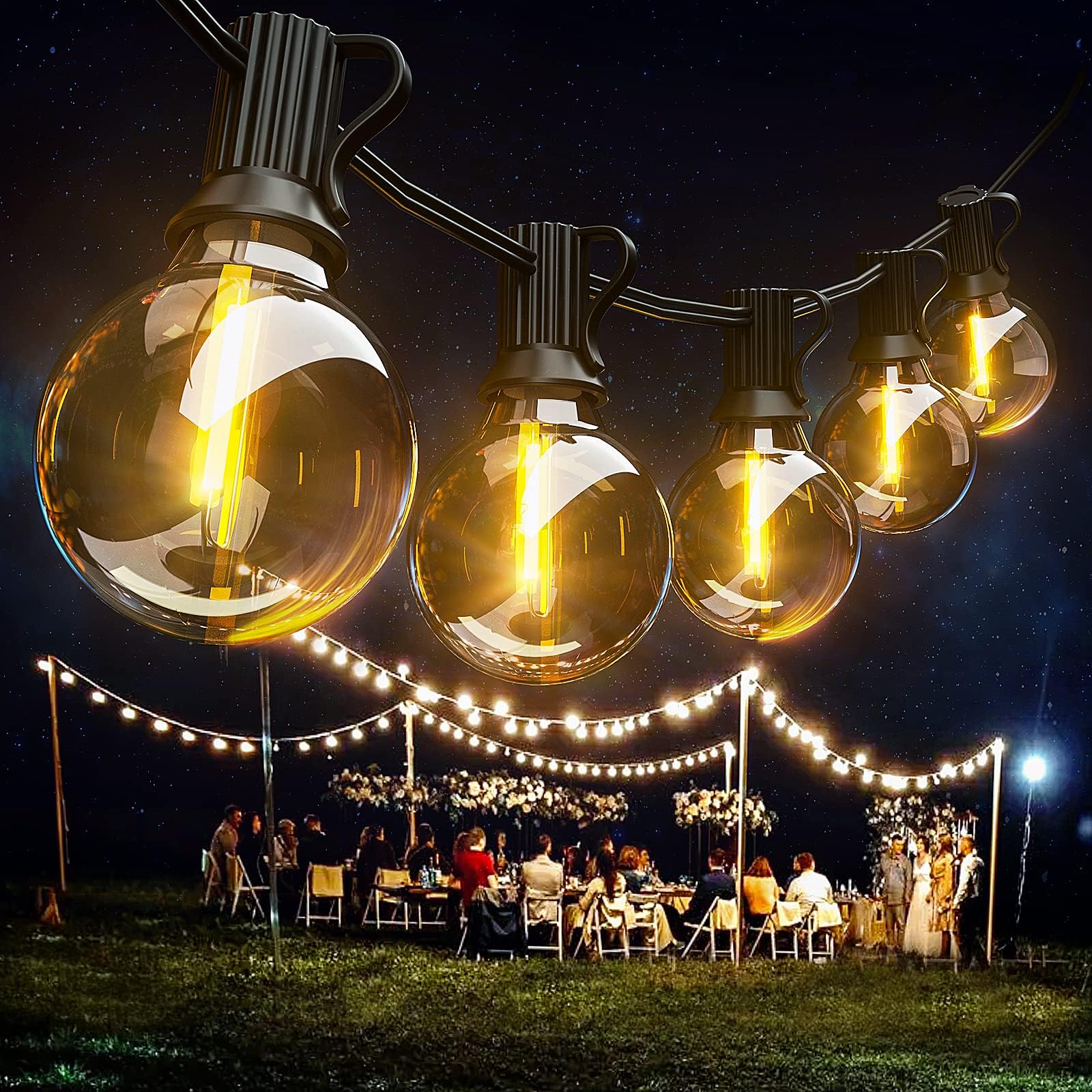 bedee Catena luminosa solare per esterni, IP45, impermeabile, 15,3 m, con 25 + 3 lampadine infrangibili, decorazione perfetta per giardino, terrazza, cortile e feste