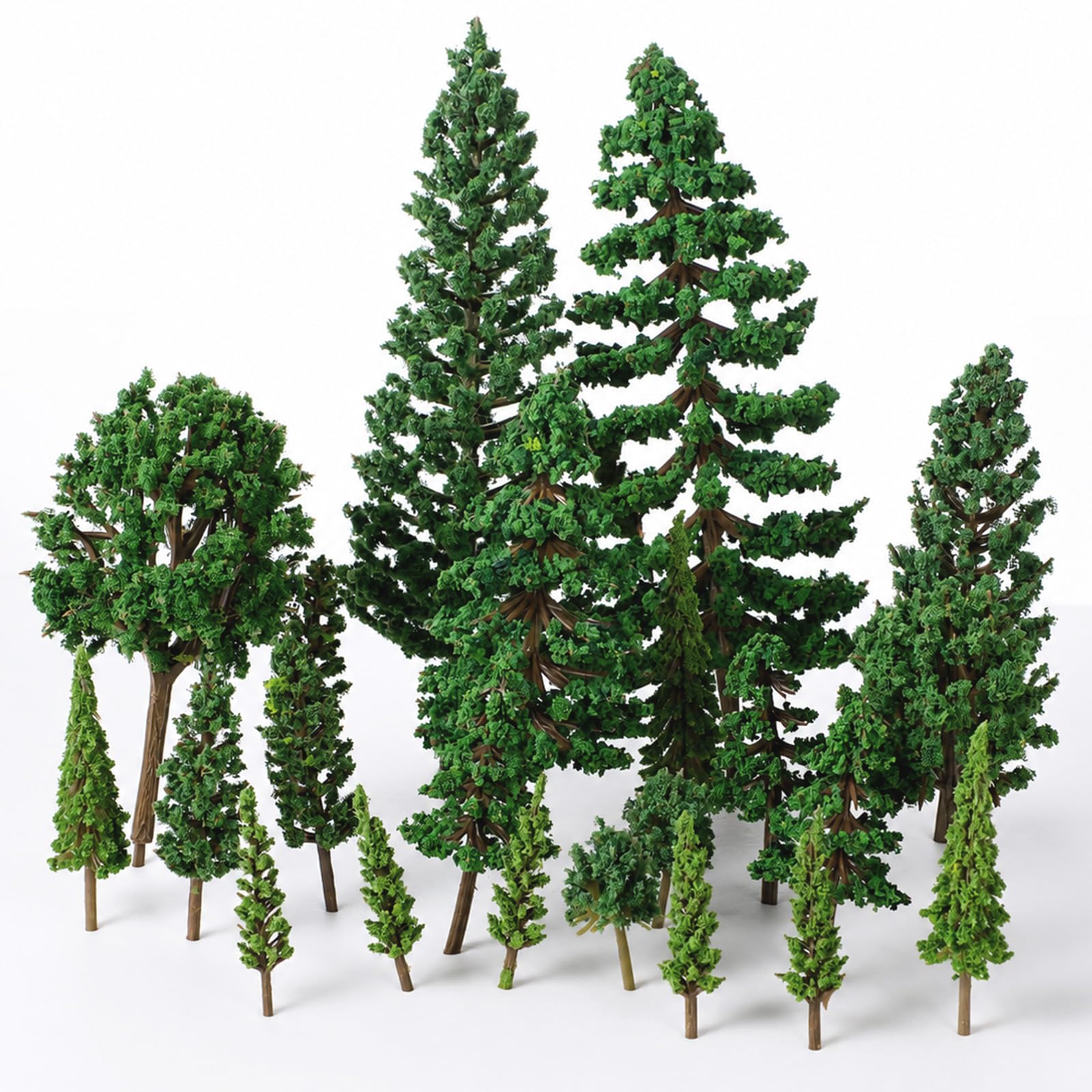 25 Pieces Mixed Model Trees 1.3-5.7 Inch Fake Tree Miniature Trees Diorama Supplies Artificial Mini Tree Train Scenery Landscape for DIY Crafts, Building Model, Scenery Landscape, Natural Green