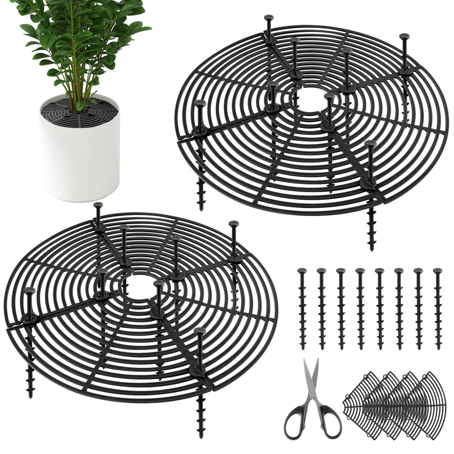 Blumentopfgitter Blumentopf Abdeckung 30cm 2Stk Pflanzenschutz Katze Umweltfreundlichem Pflanzenschutzgitter Ungiftigem für Kinder und Haustiere Schutz von Pflanzen zu Hause vor dem Umkippen