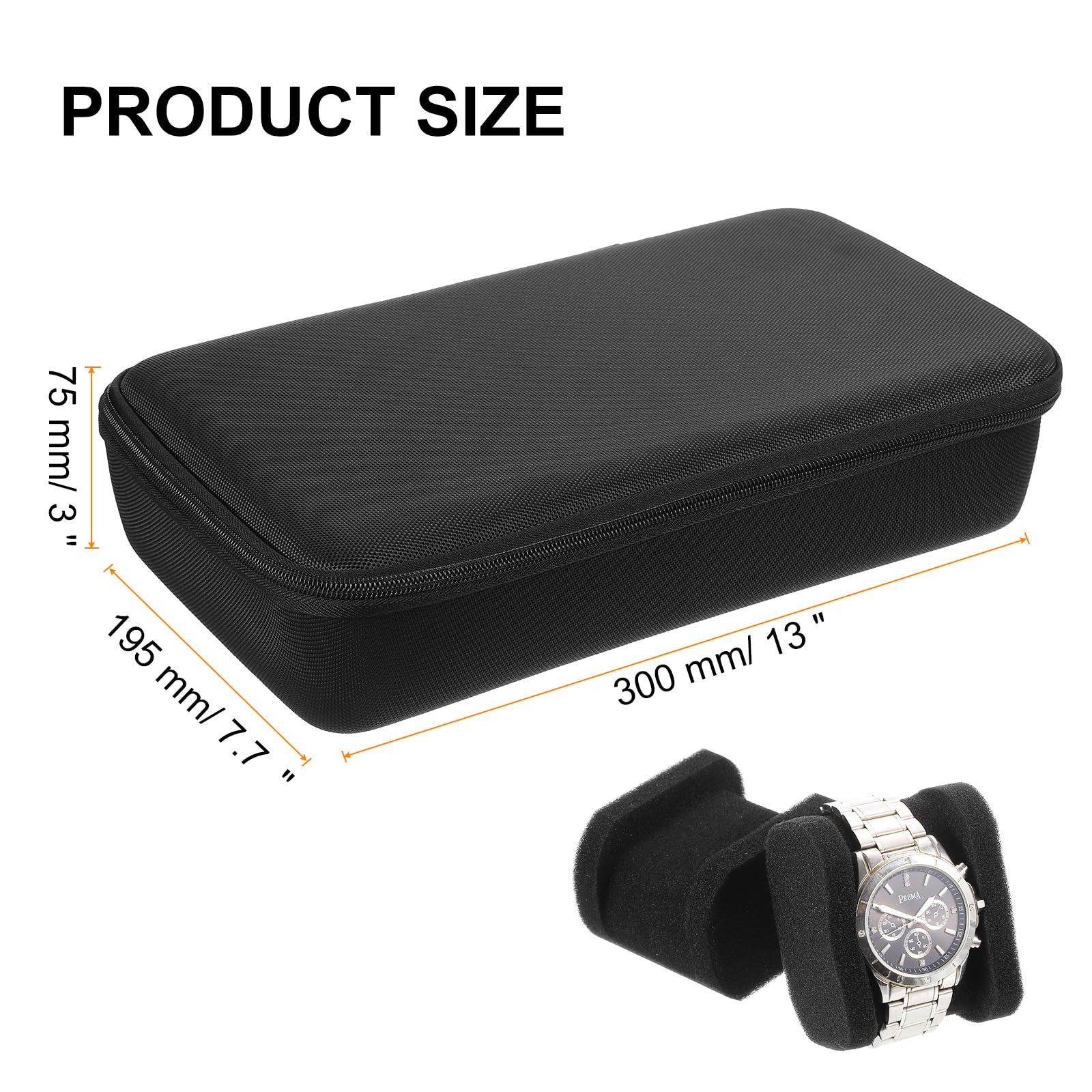 sourcing map Estuche rígido de viaje con 10 ranuras, organizador de exhibición de relojes para hombres y mujeres con almohada suave para la mayoría de relojes y relojes inteligentes de hasta 40 mm,