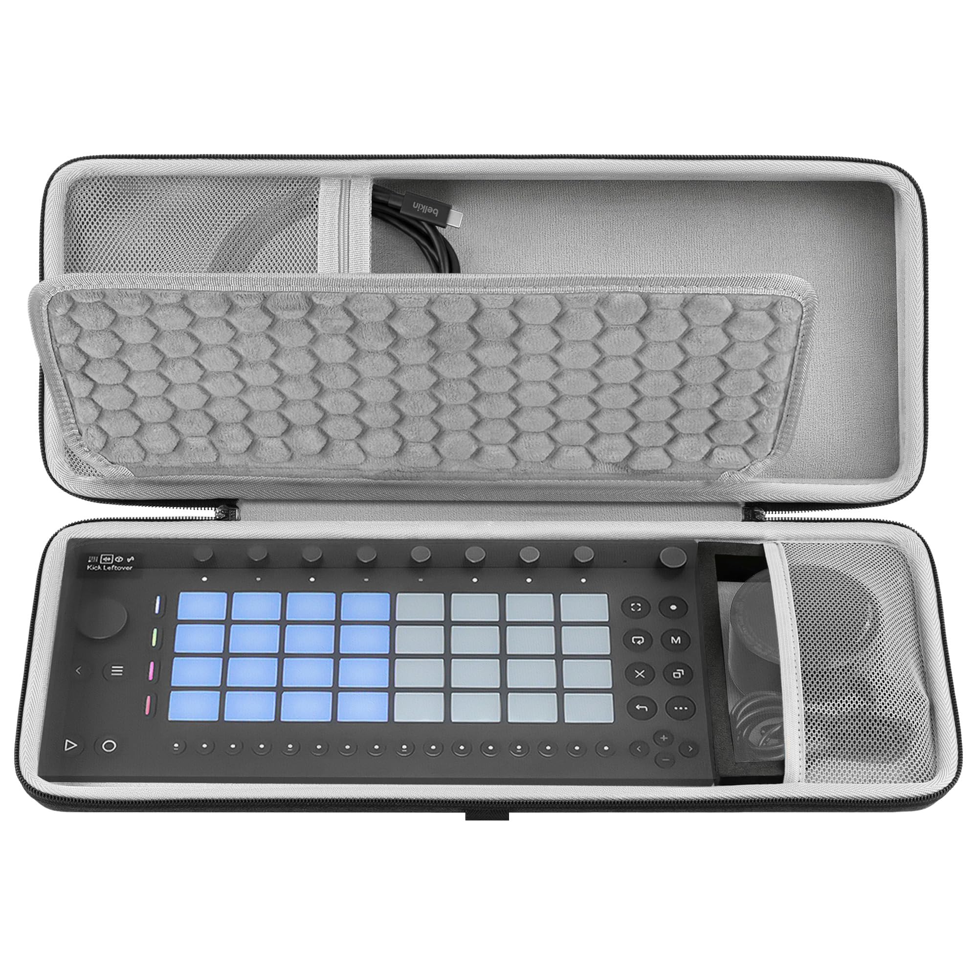 GEEKRIA Hartschalen-Reisekoffer kompatibel mit Ableton Move, Tragetasche für Audio-Sampler (Dunkelgrau)