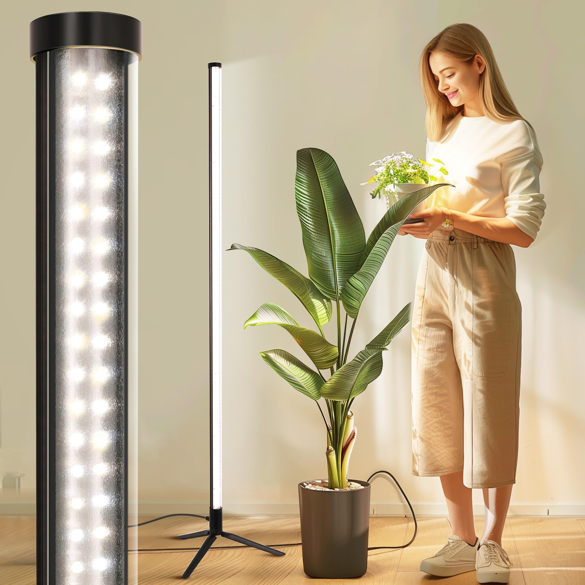 Grow Lights for Indoor Plants Full Spectrum 40W, 3 Light Modes Plant Light for Indoor Glowing, 45in Height Standing Grow Light, 224 LED Grow Lights, Adjustable Brightness, Timming Growing Light