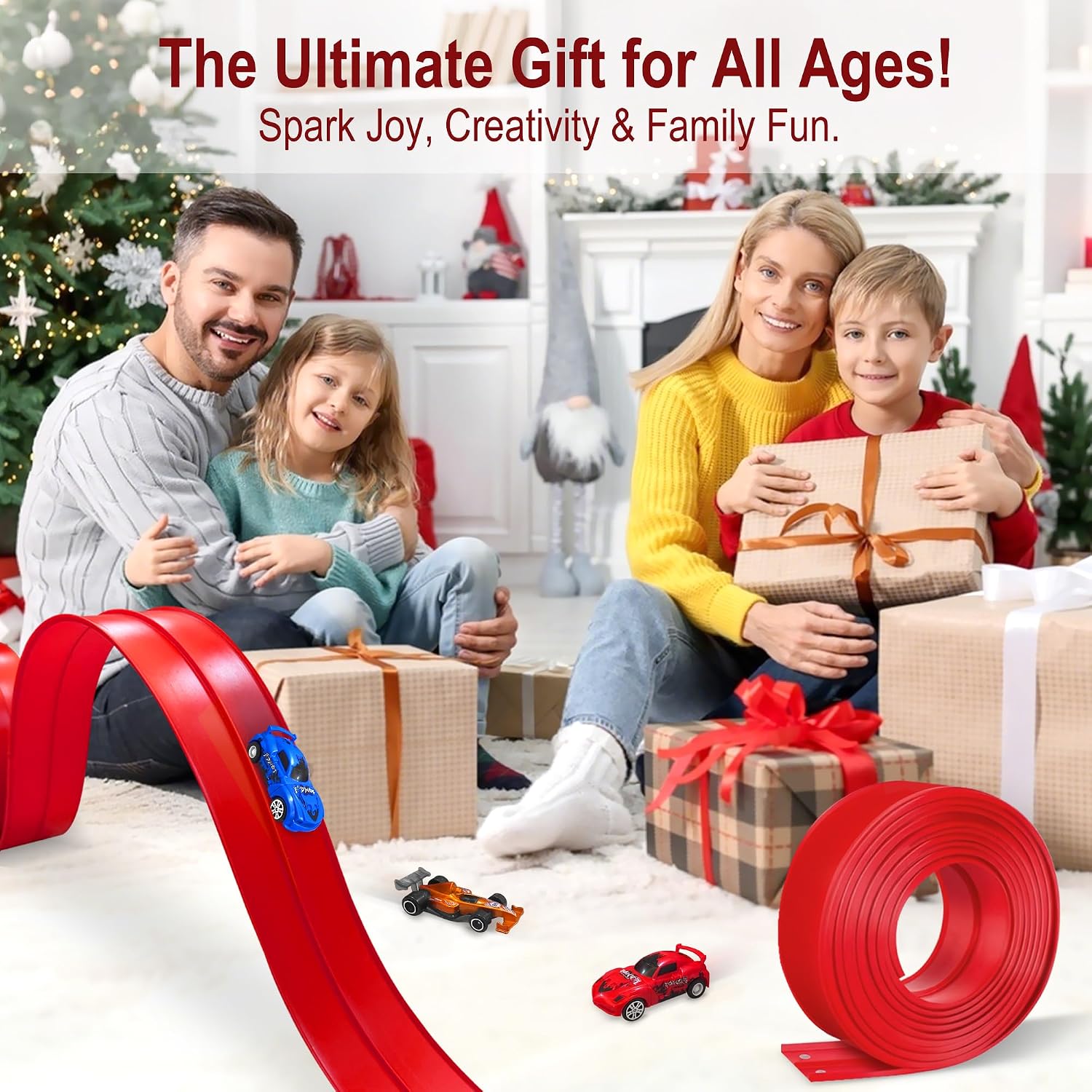 Flexible Race Track for Kids Starter Set - 20FT Flex Race Car Ramp Track, Rolls Up Portable DIY Racetrack Compatible with Hot Wheels & Diecast 1/64th Cars