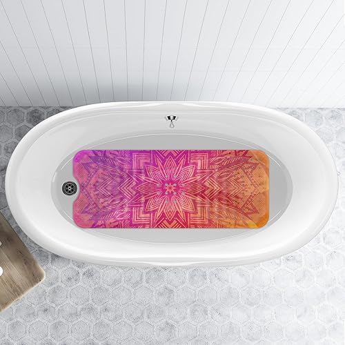 Miniatura 5 de Reetual Alfombra de baño antideslizante para baño. Alfombra de baño colorida única. Alfombra de baño extra larga de 40 x 16 pulgadas para bañera con