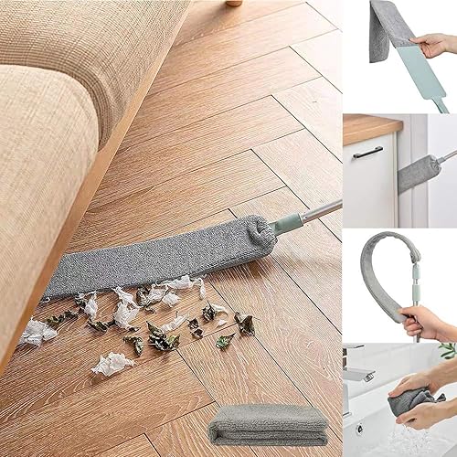 Dust Brush Under Appliance Microfiber Duster with Extension Pole (40 to 55 inche