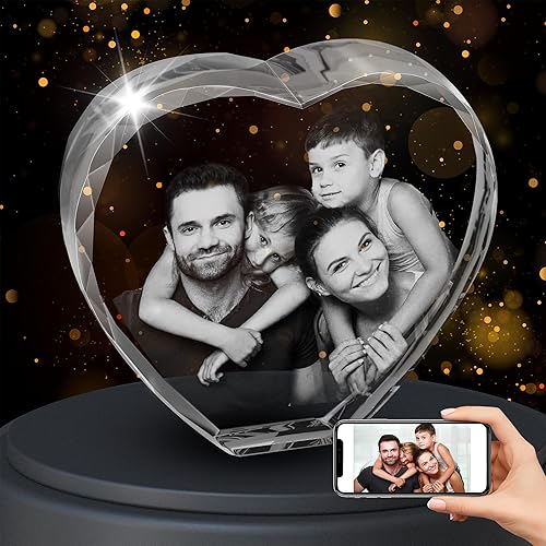 Foto de cristal 3D, regalos personalizados para mujeres, esposa, hombres, mamá, padre, ella, él, papá, abuelo, aniversario, cumpleaños, boda,