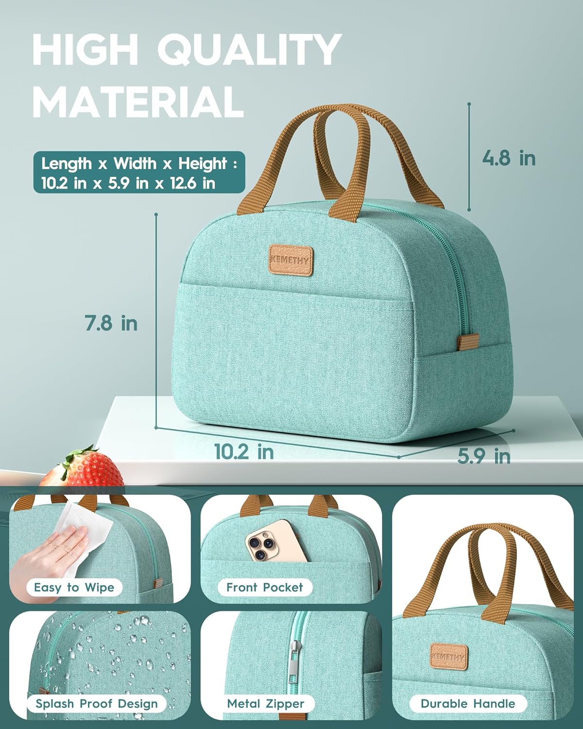 Adults Bento Lunch Box Set with Thermo Bag, 74oz Stackable Leak-proof 3-tiers Bento Box, Built-in Utensil and Sauce Container for Work, School, Dining Out (Green) - Image 6