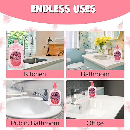 Miniatura 6 de SIMPLE PLEASURES Recambios de jabón de manos de alta calidad, aroma a flor de cerezo, botella de 7.9 onzas con recambio Jumbo de 59 onzas, aprobado