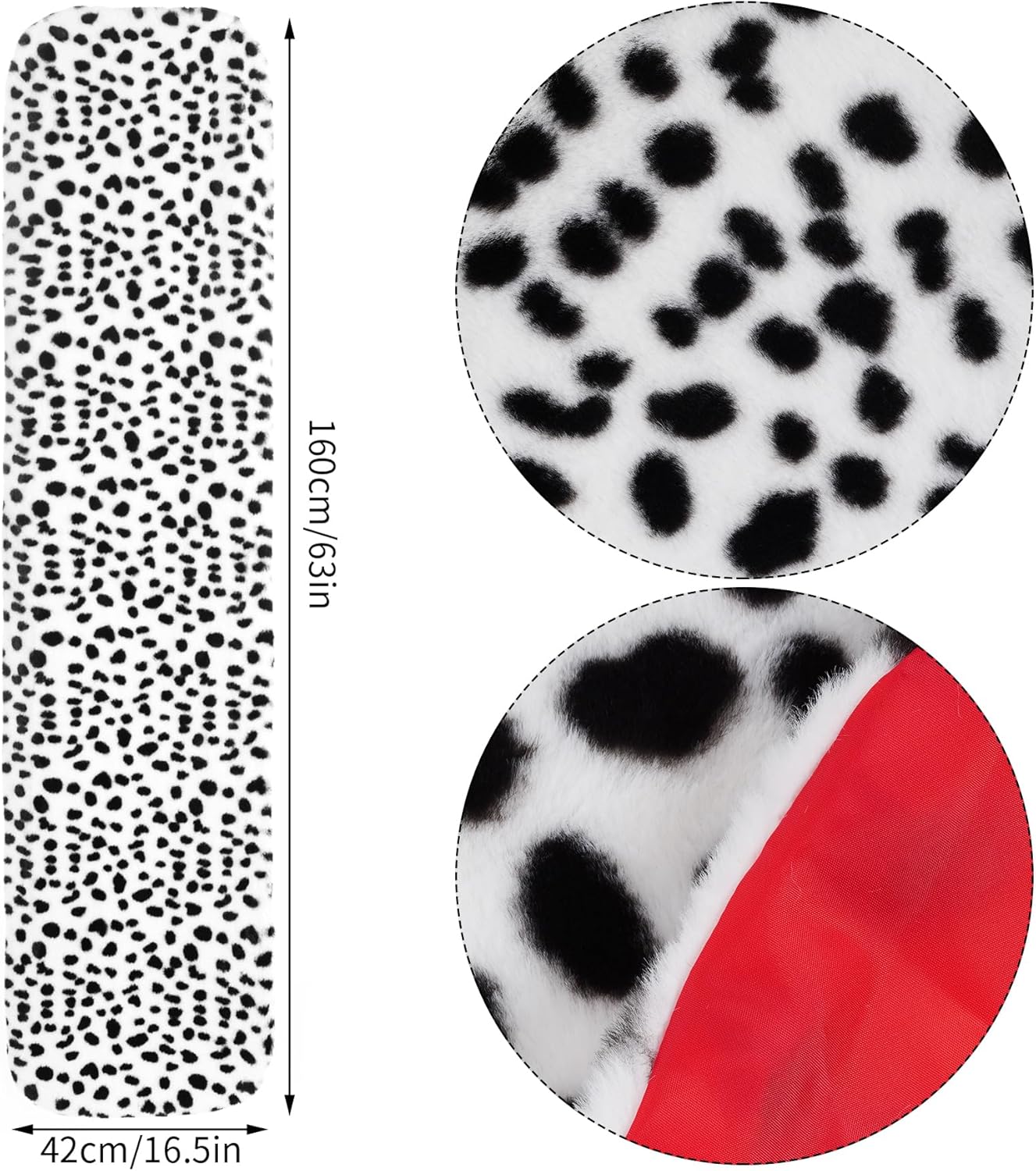 4 Pack Women Halloween Dalmatian Costume, Black White Dalmatian Shawl Scarf Stole, 1920s Red Glove, Faux Pearls Necklace for Adult - Image 3