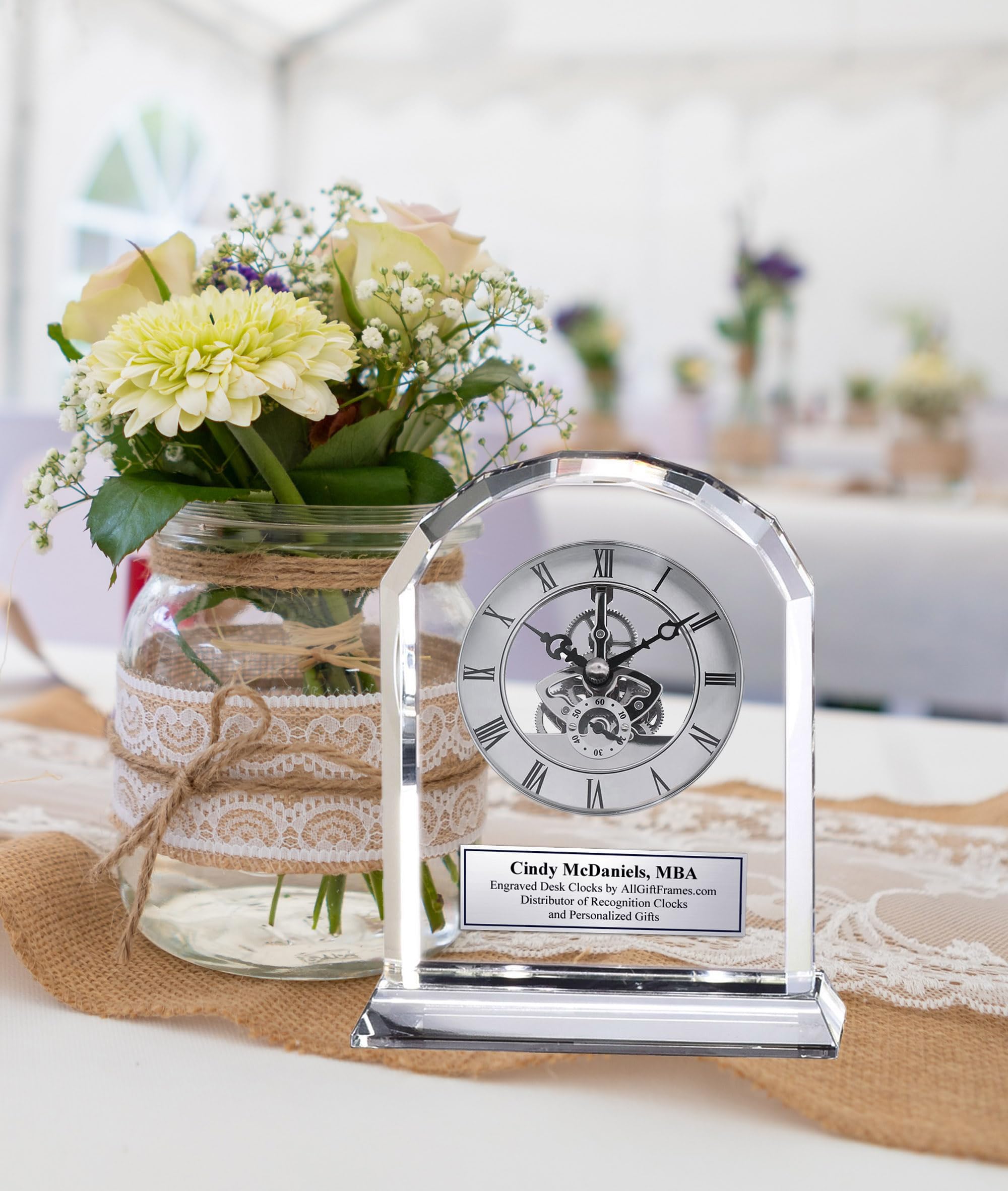 A&B Home Benjamin Glass Clock Silver 2