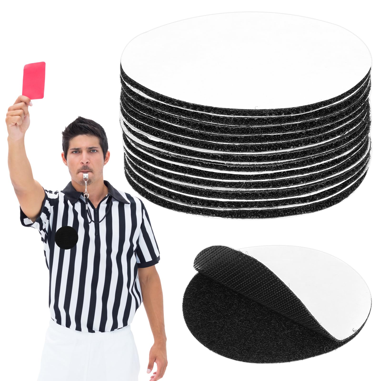 12 Pairs Referee Patch Hook and Loop Dots Reusable Round Adhesive Loop Tape Self Sticky Circle Double Sided Fasteners for DIY Wall Decor Tool Hanging Home Office