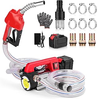 Fuel Transfer Pump, 12GPM Transfer Pump Battery Powered, 21V/260W Diesel Transfer Pump with Auto-off Nozzle&Hose, Self-Priming Electric Transfer Pump for Diesel&Kerosene, Home Business Farm