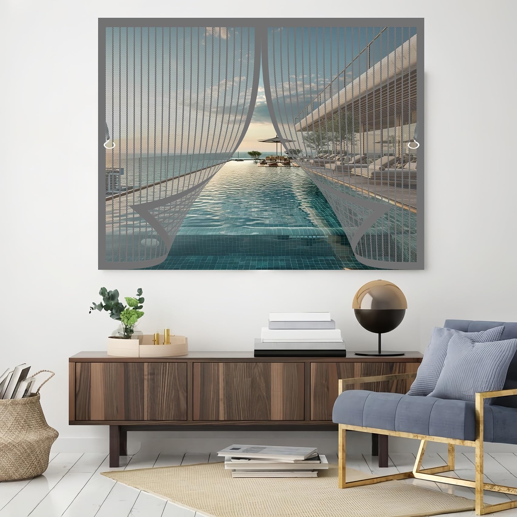 Moustiquaire fenêtre 40 x 116 cm gris magnétique sans perçage