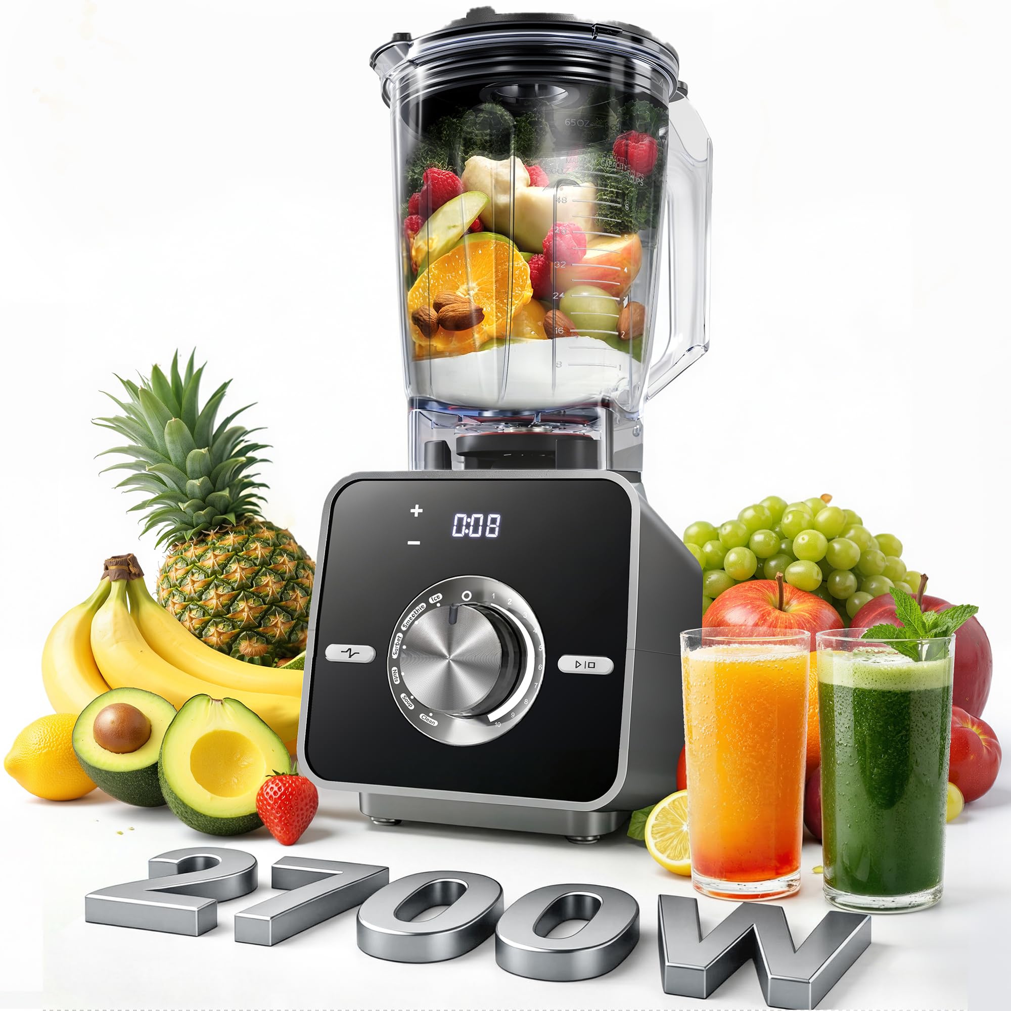 Photo 1 of BlendTide Home Blender, 2700W High-Speed Blender for Ice Crushing Power, Stainless Steel Blades, Kitchen Timer, 10 Speeds, 6 Programs for Smoothies, Frozen Drinks, Self-Cleaning, 64oz Bulk Production