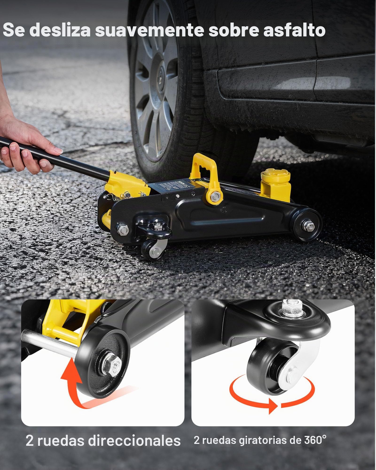 VEVOR Gato Hidráulico de Perfil Bajo Capacidad de Carga de 1,5 T, Gato de Acero para Coches, Bomba de Elevación Rápida de Un Solo Pistón, Rango de Elevación 130-310 mm, para Automóviles, Vehículos
