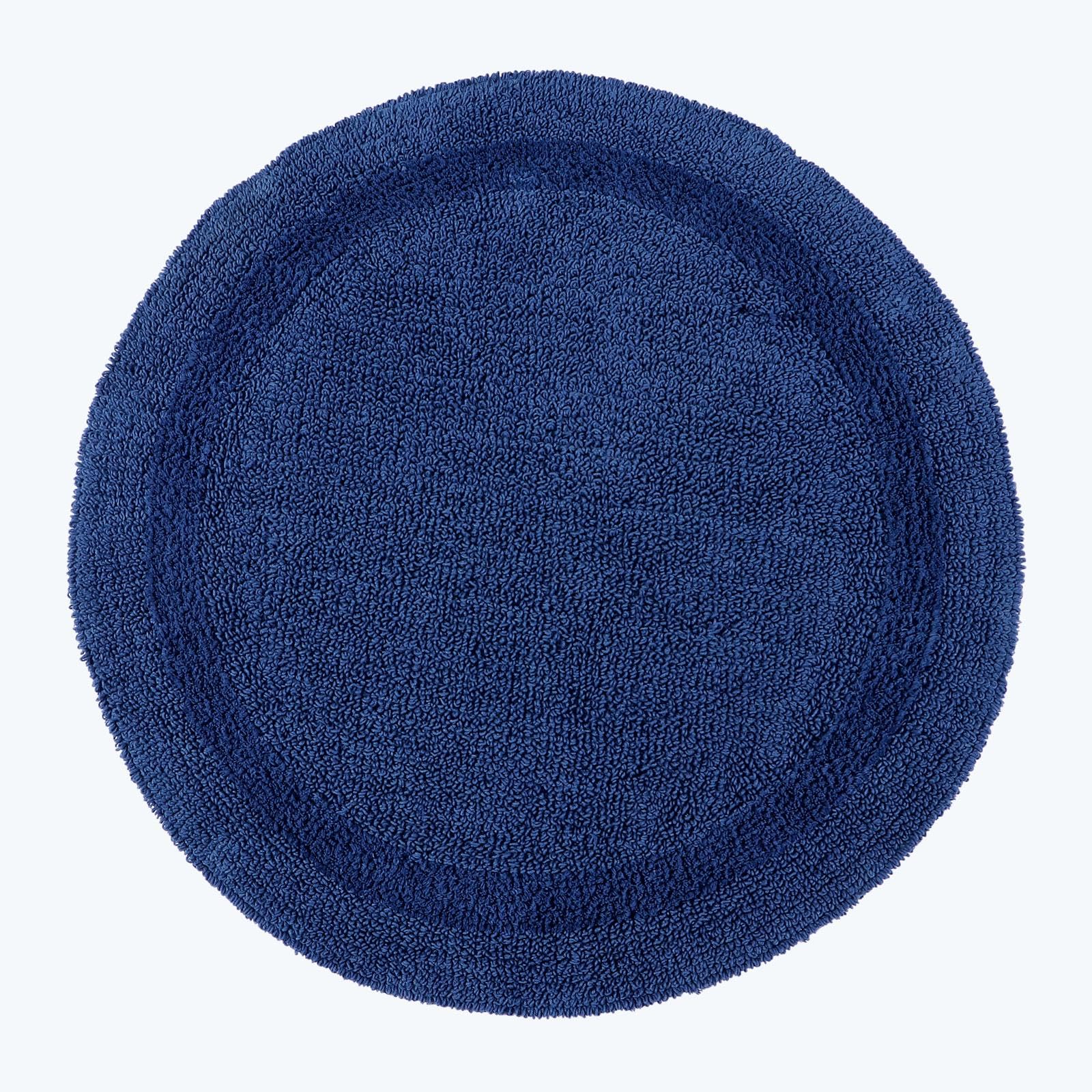 HOMESCAPES Round Bathroom Mat, Luxury 1600gsm Extra Soft 100% Cotton, Reversible Bath Mat Non-Slip, Washable, Super Absorbent, Quick-Dry, Navy Blue Round Bathroom Rug, 80cm