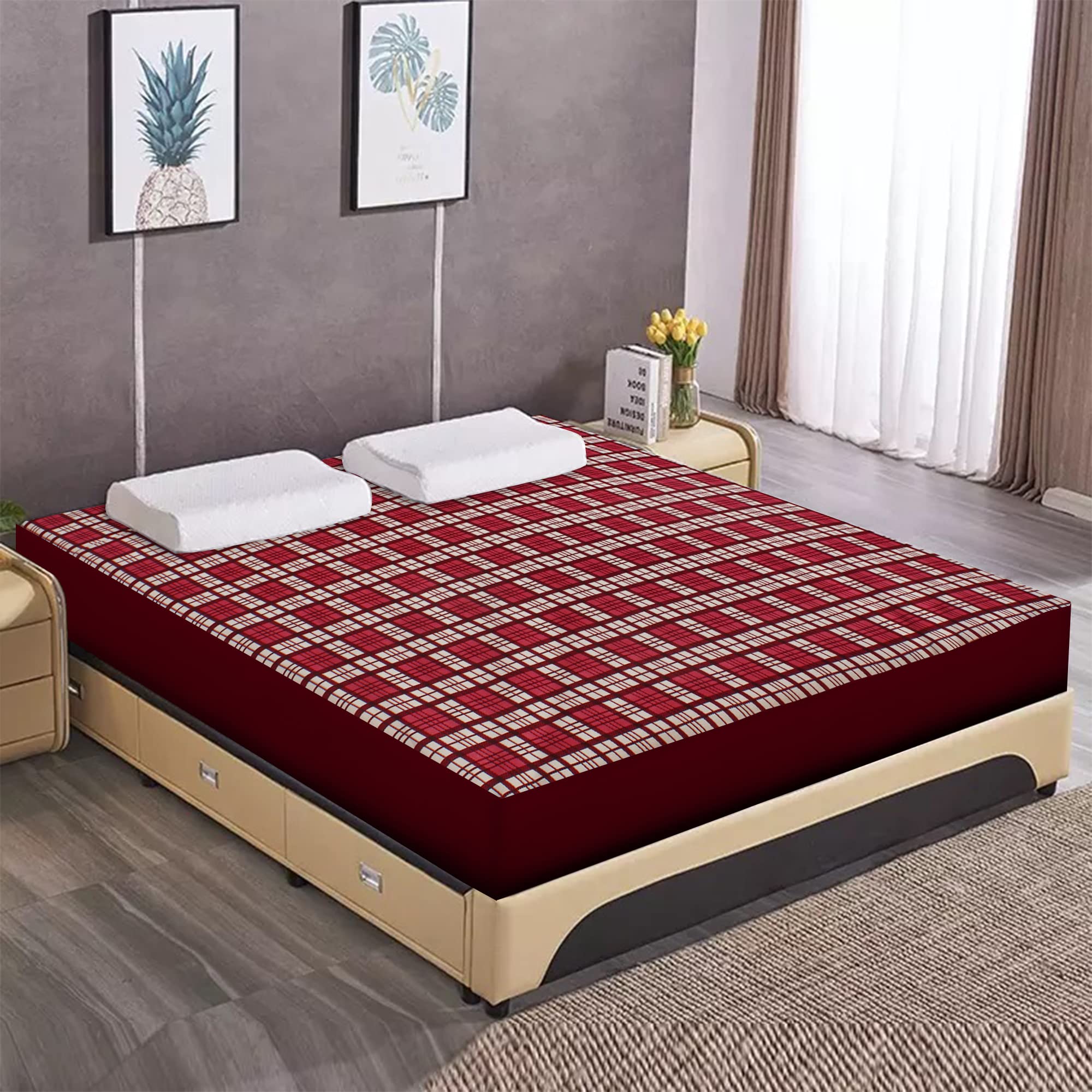 DREAM CARE Printed Luxury Being Terry Cloth Fitted Mattress Protector 36x75 Inches Single Bed | Waterproof Ultra Soft Mattress Cover | Hypoallergenic Bed Cover (Print 01_Pack of 1)-image-49