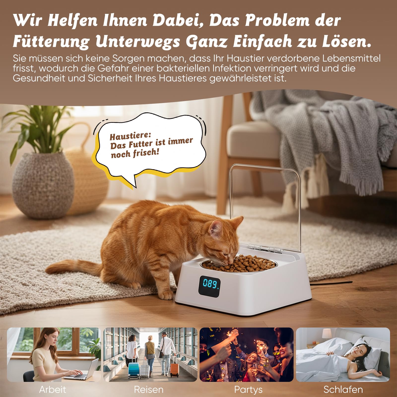 Futterautomat Katze nassfutter mit 350 ml Katzennapf,Nassfutterautomat für Katzen und Hunde Kleine,Automatic cat Feeder für Kurzhaar,Maine Coon,Ragdoll