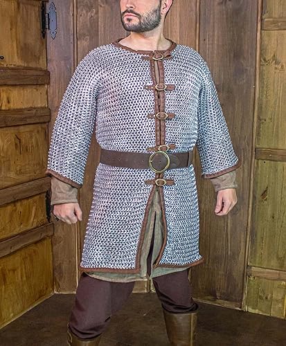 Miniatura 4 de MEDIEVALS - Chaleco de malla abierta frontal con remaches planos de aluminio con ribete de cuero