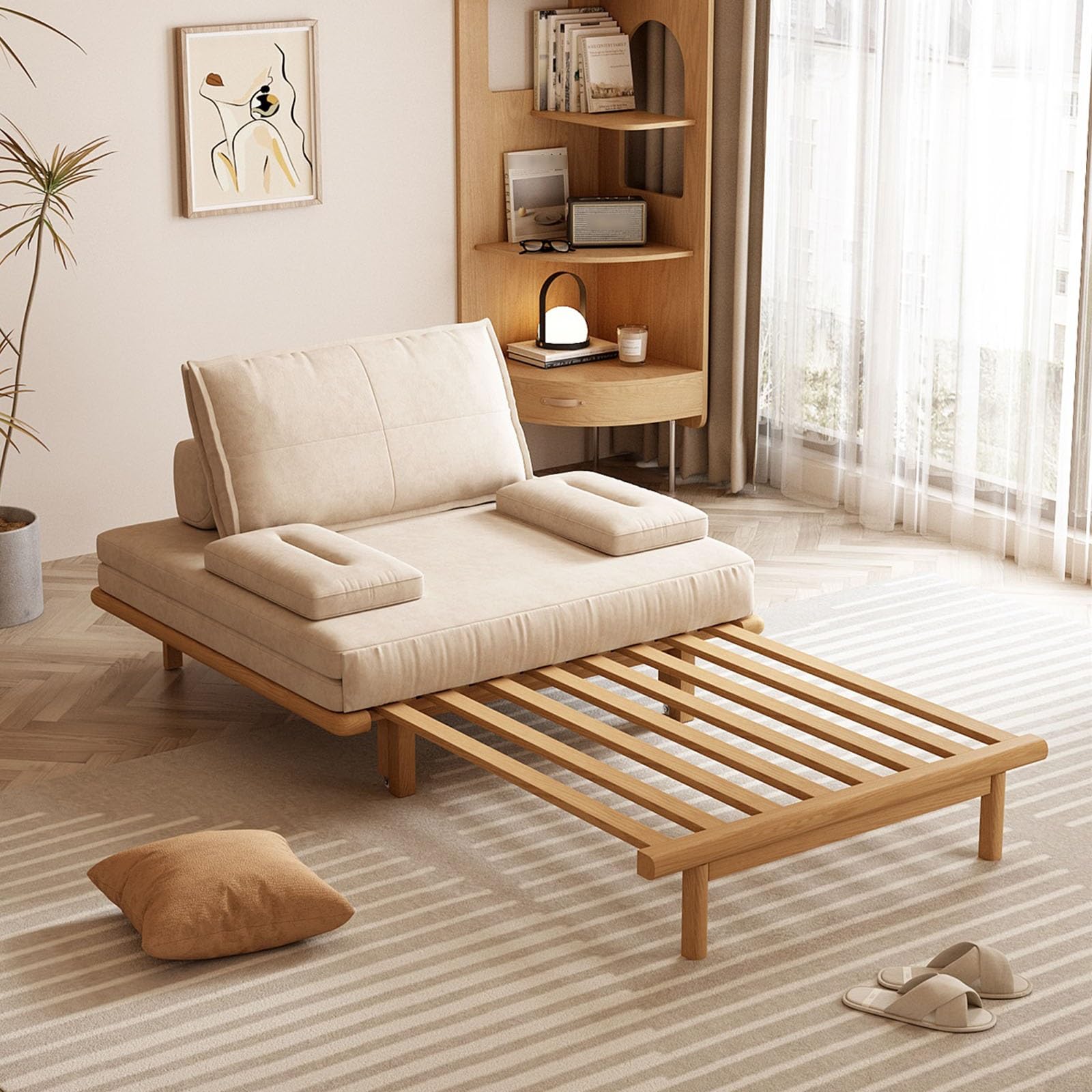 Rozkładana sofa Wyciągana sofa - nowoczesne, współczesne łóżko oszczędzające miejsce, łatwo składane meble do salonu, dla gości domowego biura