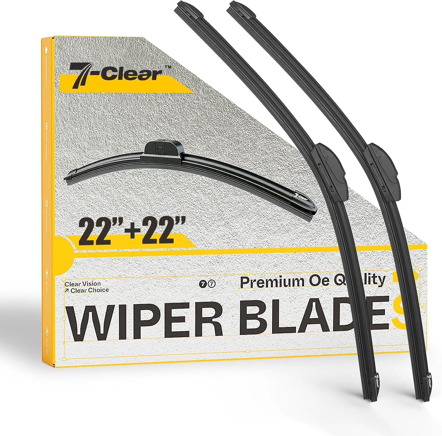 22"+22" Windshield Wiper Blades, Fit for Ford F-150, Chevrolet Silverado 1500, GMC Sierra 1500, RAM 1500, (Pack of 2), OEM Quality Replacement Wipers, All-Season Aerodynamic Design
