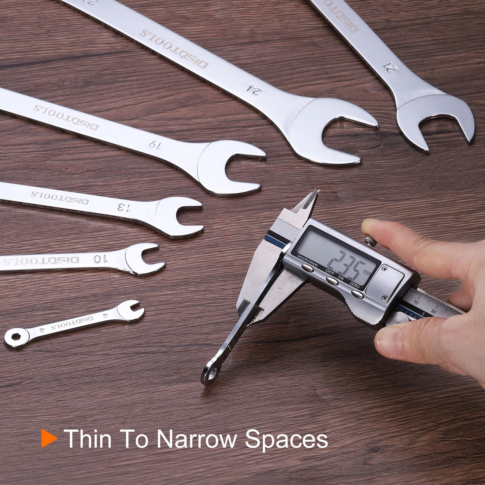 HARFINGTON 2-Piece Thin Combination Wrench Set - 5mm 15° Offset Metric Spanner