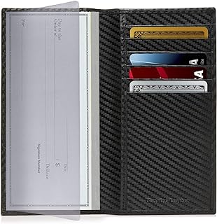 Genuine Leather Checkbook Cover For Women & Men - Checkbook Holder For Duplicate Checks Card Wallet RFID