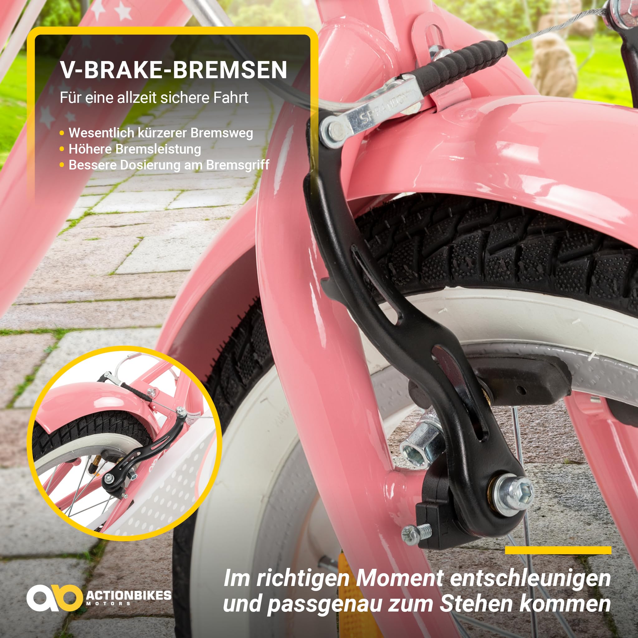 Actionbikes Kinderfahrrad Starlight | 12 16 20 Zoll - V-Brake Bremsen - Fahrrad für Kinder von 2-9 Jahren - Schutzblech v. / h - Kinder Fahrrad für Mädchen & Jungen - Fahrräder - Bicycle - Kinderrad