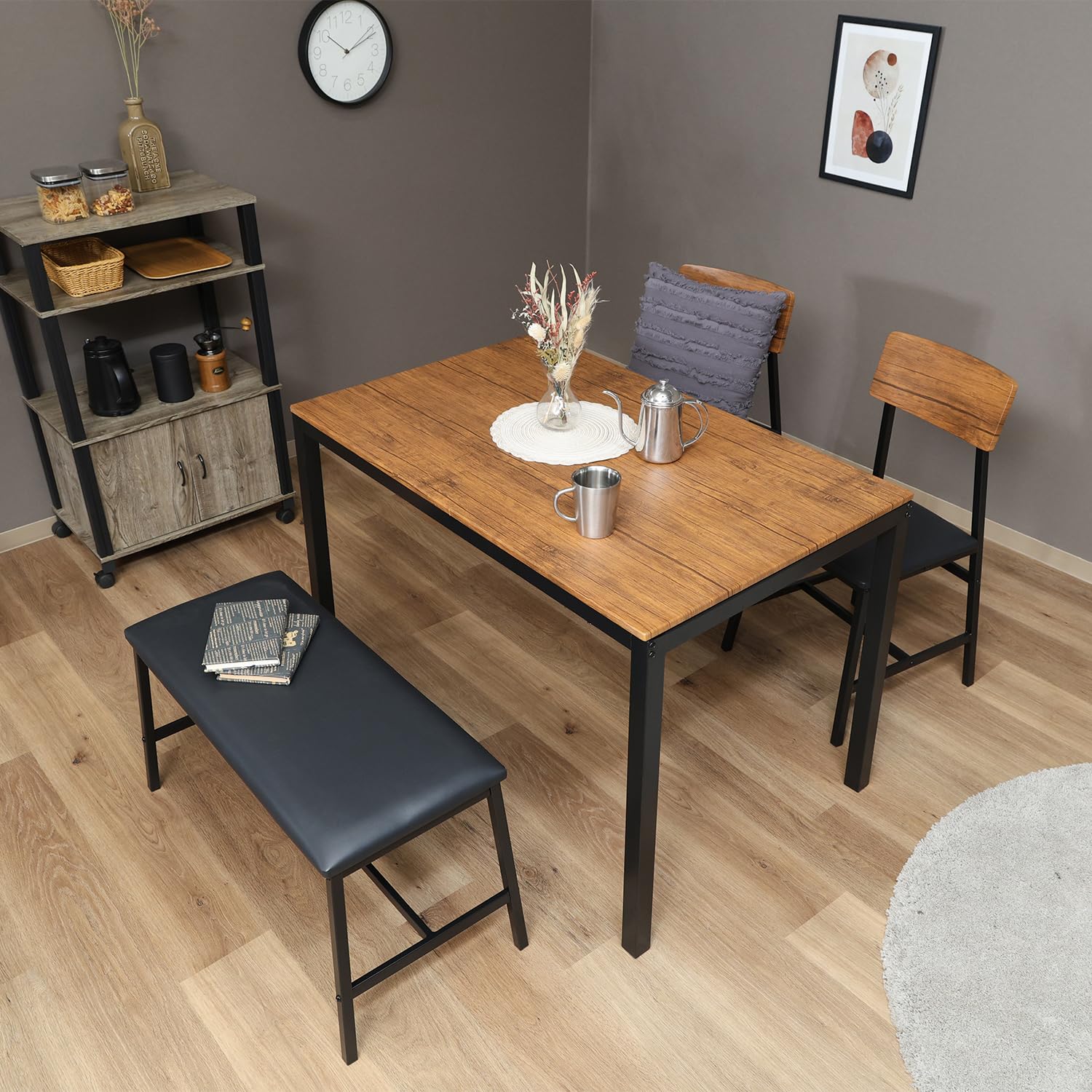 Amazon.co.jp: 不二貿易ダイニングテーブル 4人用 4点セット 木製 幅