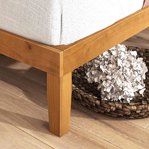 Miniatura 41 de Zinus cama con plataforma de madera maciza con cabecero de 12 pulgadas / Sin necesidad de resorte de caja / Soporte con listón de madera / Acabado