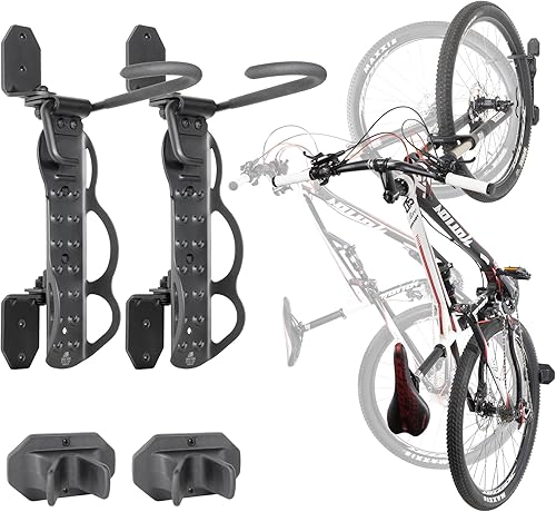 Miniatura 7 de BikeHand Swivel Bicycle Wall Hanger - Vertical Hook Wall Mount Holder - Indoor Garage Storage Bicycle Rack for MTB & Road Bikes - Max. Tire Width