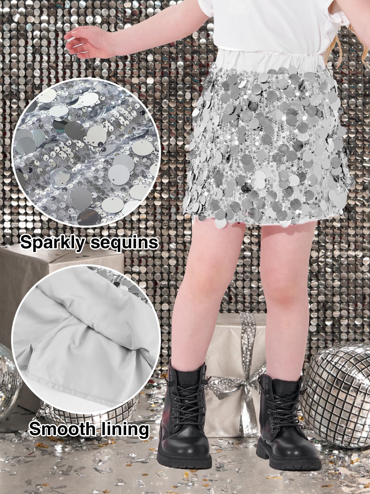 Miipat Gonne di Paillettes Ragazze alla Moda Skorts per Bambine Paillettes Scintillanti MiniGonne Danza Compleanno Principessa Festa Bambini Gonna per Ragazze