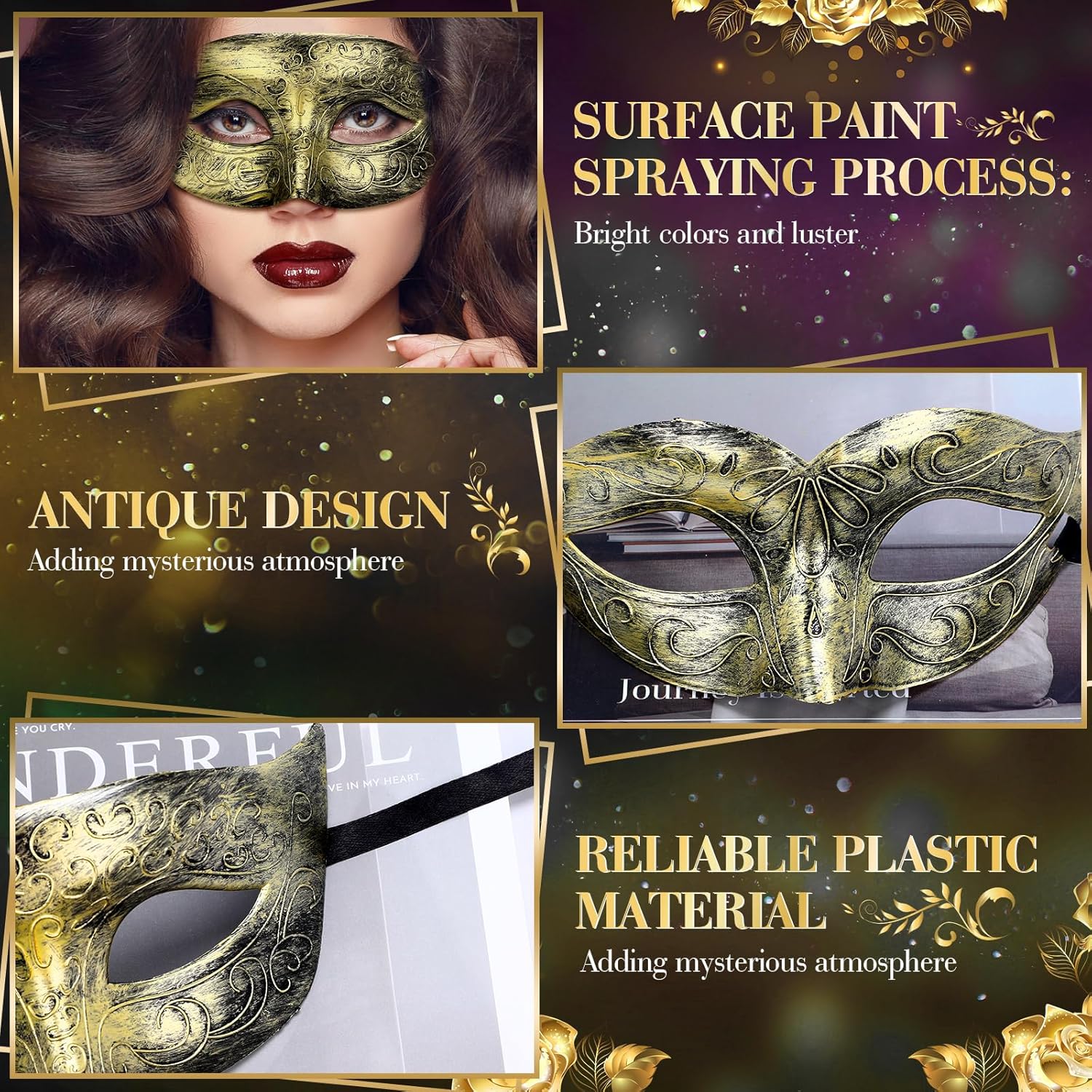 Yunsailing 100 Pcs Masquerade Masks Bulk for Adults Venetian Party Masks for Wedding Prom Bridal Shower Carnival Party