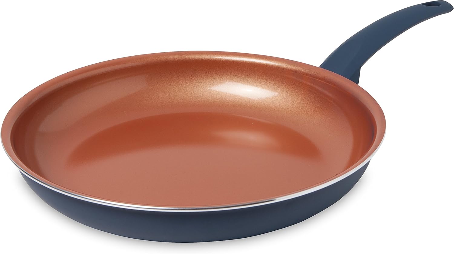 IKO Copper Ceramic Non Stick Fry Pan Dishwasher Safe with Soft Touch Handle (Blue, 8 Inch) Thumbnail