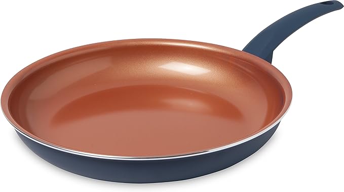 Amazon Com Iko Copper Ceramic Non Stick Fry Pan Dishwasher Safe With Soft Touch Handle 12 Inch Blue