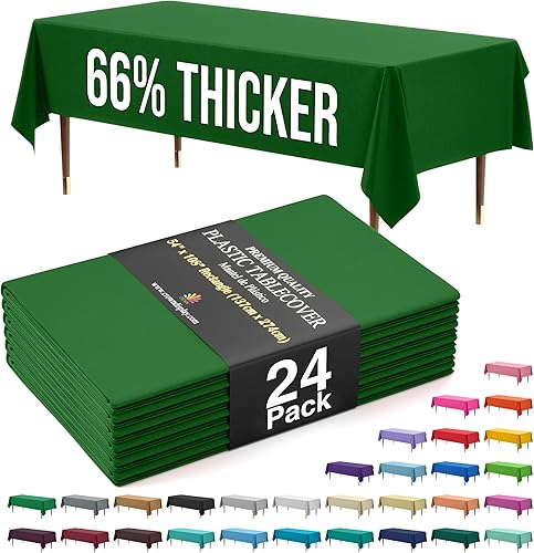 Miniatura 62 de Party Solids Mantel rectangular de plástico de alta calidad, 66% más grueso, 0.5 mil, paquete de 12 manteles color azul claro de 54 x 108 pulgadas,