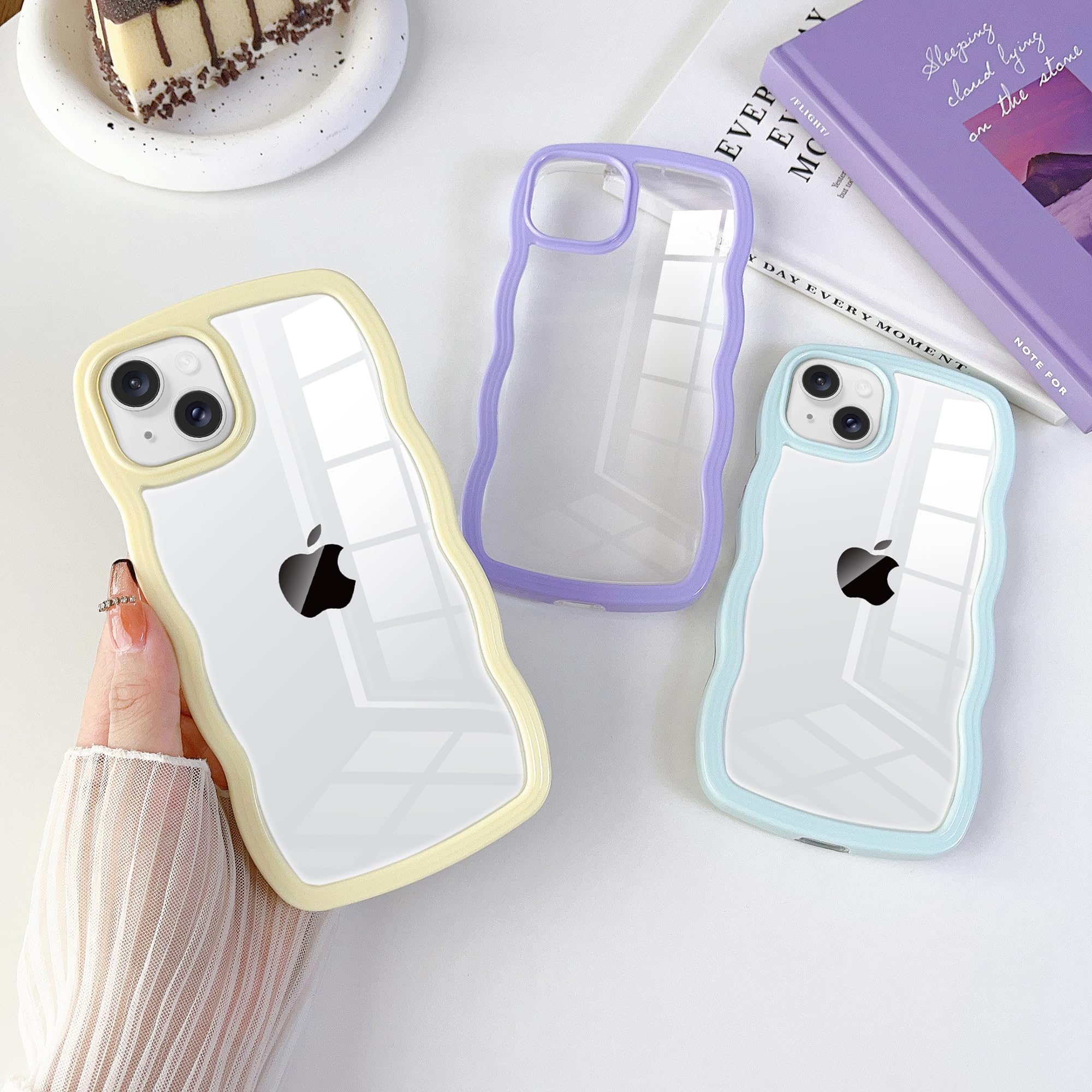 For IPhone 15 Pro Max Case Wave Clear Curly Wavy Frame Shape Silicone Cute Shockproof Ultra Thin Protective Phone Cases For IPhone 15 Pro Max Rose