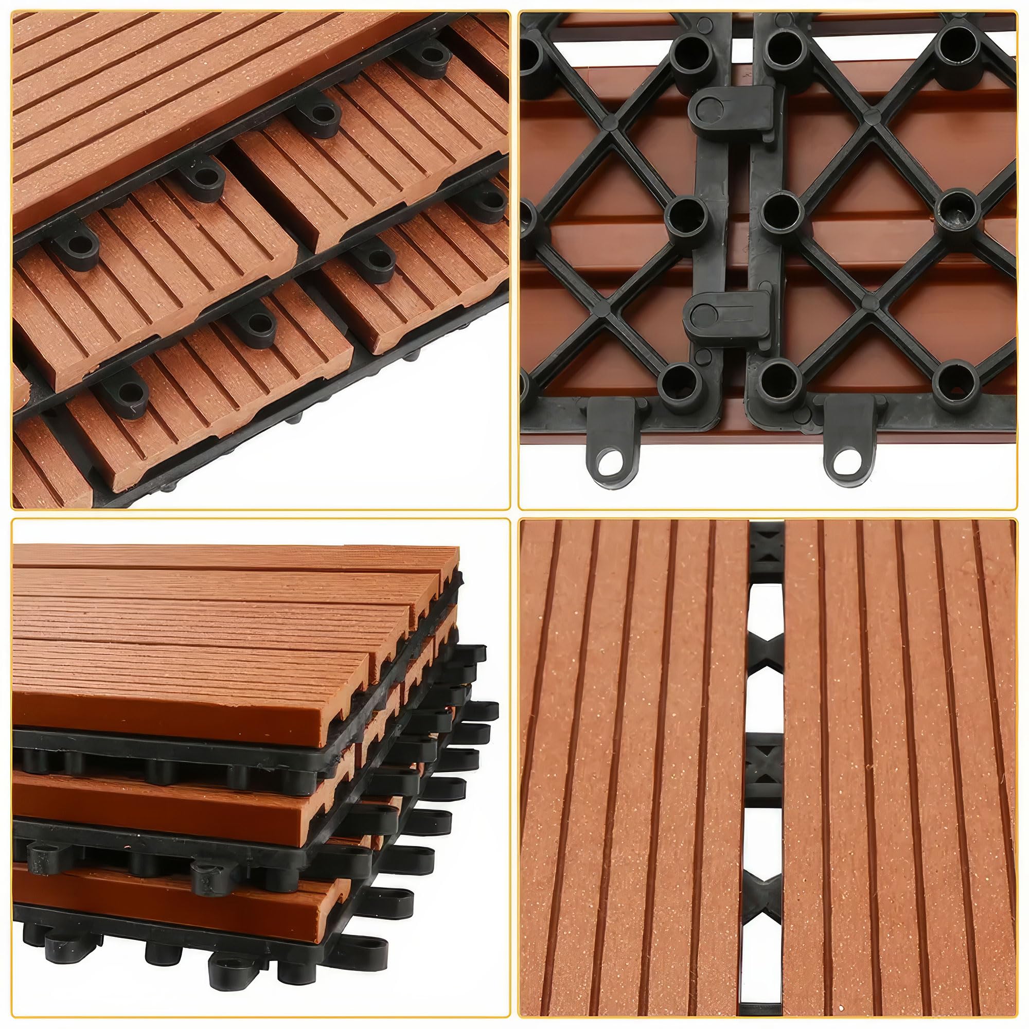 Frankystar Noka - Pavimento da Esterno con Clip 90x30 cm 6 Piastrelle per Giardino Patio Terrazza Pavimentazione 1,62 m2 in WPC OAK